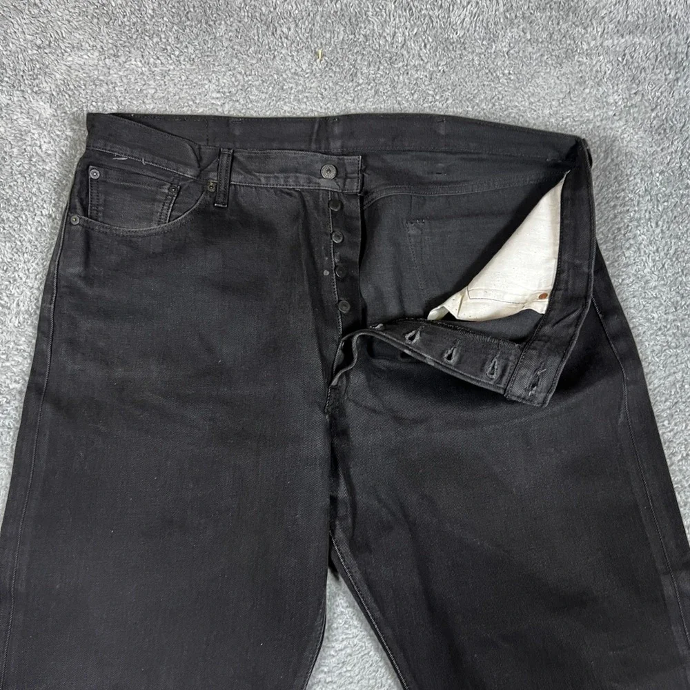 Levis 501 Jeans Mens 44x32 Black Button Fly Straight Leg Casual Formal Business